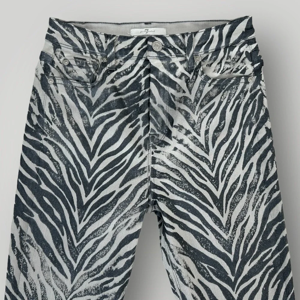 7 For All Mankind Jeans‎ Womens 26 Gray Zebra Pattern Super Stretch Skinny